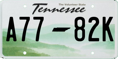 TN license plate A7782K