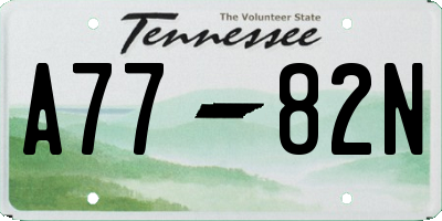 TN license plate A7782N