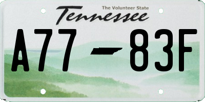 TN license plate A7783F