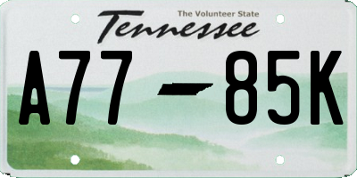 TN license plate A7785K