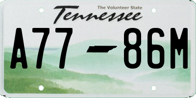 TN license plate A7786M