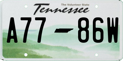 TN license plate A7786W
