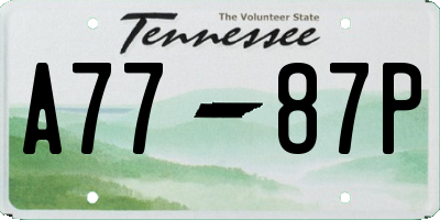 TN license plate A7787P