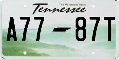 TN license plate A7787T
