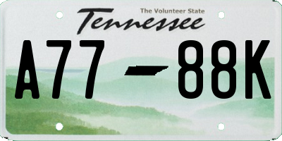 TN license plate A7788K