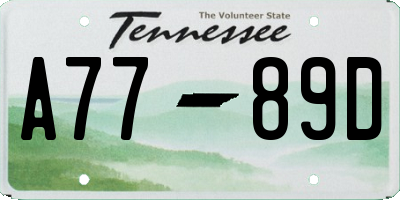 TN license plate A7789D