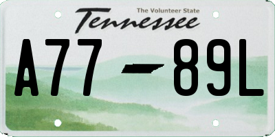 TN license plate A7789L