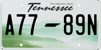 TN license plate A7789N
