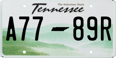 TN license plate A7789R