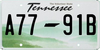 TN license plate A7791B