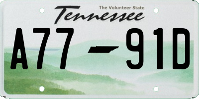TN license plate A7791D