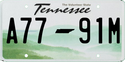 TN license plate A7791M