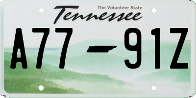 TN license plate A7791Z