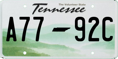 TN license plate A7792C
