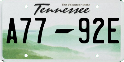 TN license plate A7792E