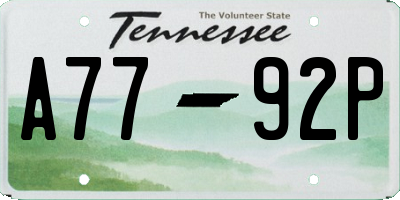 TN license plate A7792P