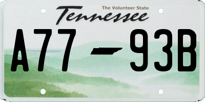 TN license plate A7793B