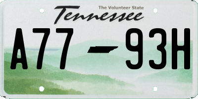 TN license plate A7793H