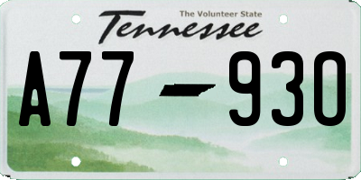 TN license plate A7793O