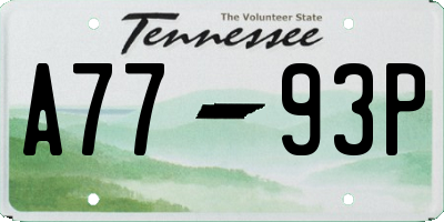 TN license plate A7793P