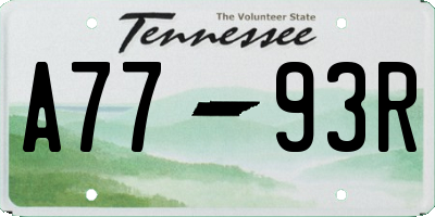 TN license plate A7793R