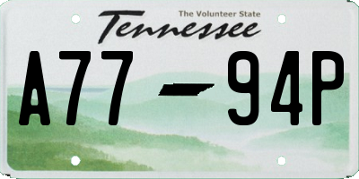 TN license plate A7794P