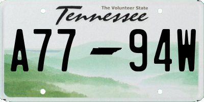 TN license plate A7794W