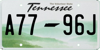 TN license plate A7796J