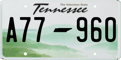 TN license plate A7796O