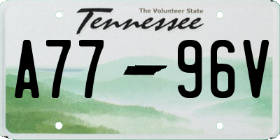 TN license plate A7796V