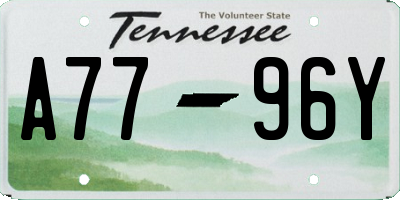 TN license plate A7796Y