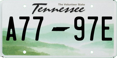 TN license plate A7797E