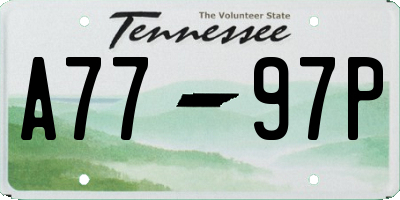 TN license plate A7797P