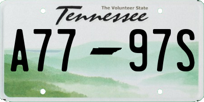 TN license plate A7797S