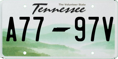 TN license plate A7797V