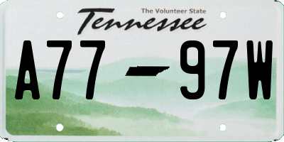 TN license plate A7797W
