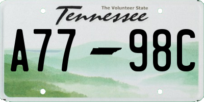 TN license plate A7798C