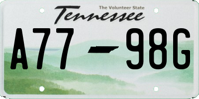 TN license plate A7798G