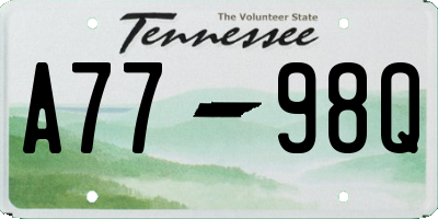 TN license plate A7798Q