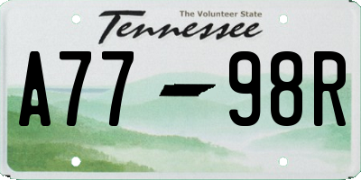 TN license plate A7798R