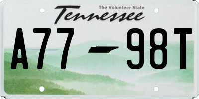 TN license plate A7798T