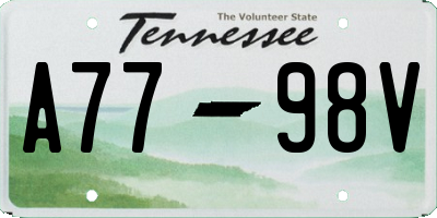 TN license plate A7798V
