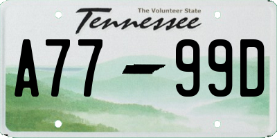 TN license plate A7799D