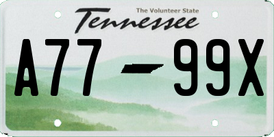 TN license plate A7799X