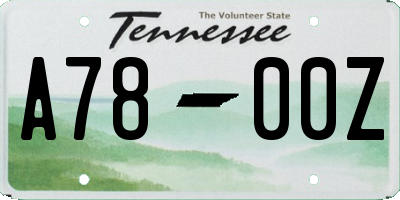 TN license plate A7800Z