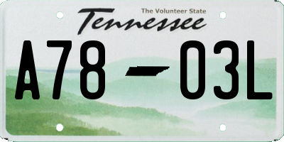 TN license plate A7803L