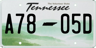 TN license plate A7805D