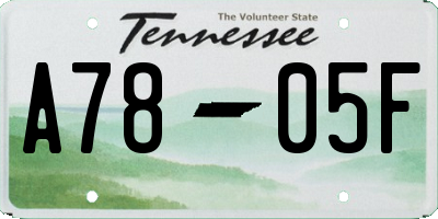 TN license plate A7805F