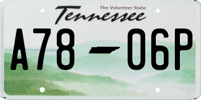 TN license plate A7806P