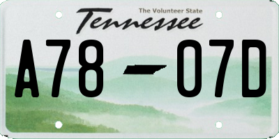 TN license plate A7807D